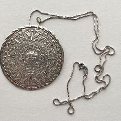 Mayan Calendar Necklace - .925 Silver Italy.