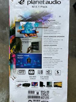 Planet Audio M five point one Pack two thousand five hundred watt six-piece car audio system brand new.