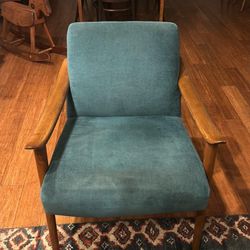 Teal Blue Mid Century Arm Chair West Elm