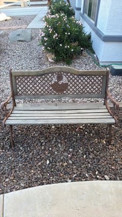 Outdoor Garden Bench Wood and Cast Iron
