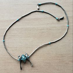 Turquoise Silver Necklace With Birds
