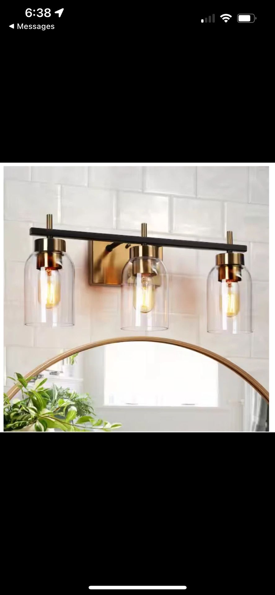 Zevni Modern Brass Gold Bathroom Vanity Light w/ Cylinder Clear Glass Shades