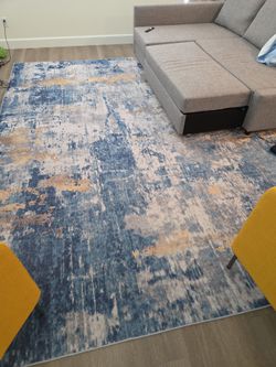 Carpet Rug - Washable 9 ft x 12 ft blue and gold