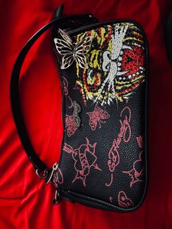 Vintage ed hardy leather hand bag