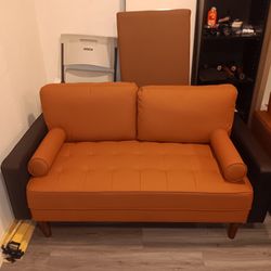 Black-Tangerine Leather Couch