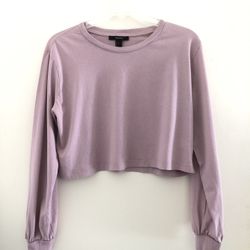 Forever 21 Long Sleeve Mauve Cropped Top Size Small