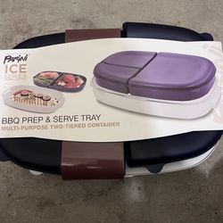 Parini BBQ Barbeque Multi-purpose Two-tier Prep and Serve Tray