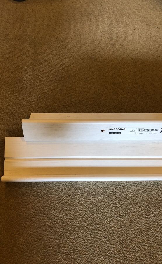 2 lightly used white IKEA Knoppang picture ledge / picture shelf (29.5” wide, 3.25” deep)