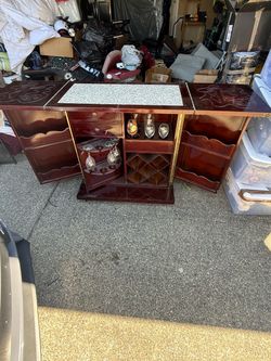 Vintage Asian Style Fold-Out Bar Cabinet