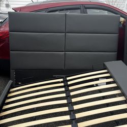 Grey Leather Bed King Size