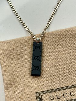 Gucci Sterling Silver Pendant Dog Tag Necklace - NEW