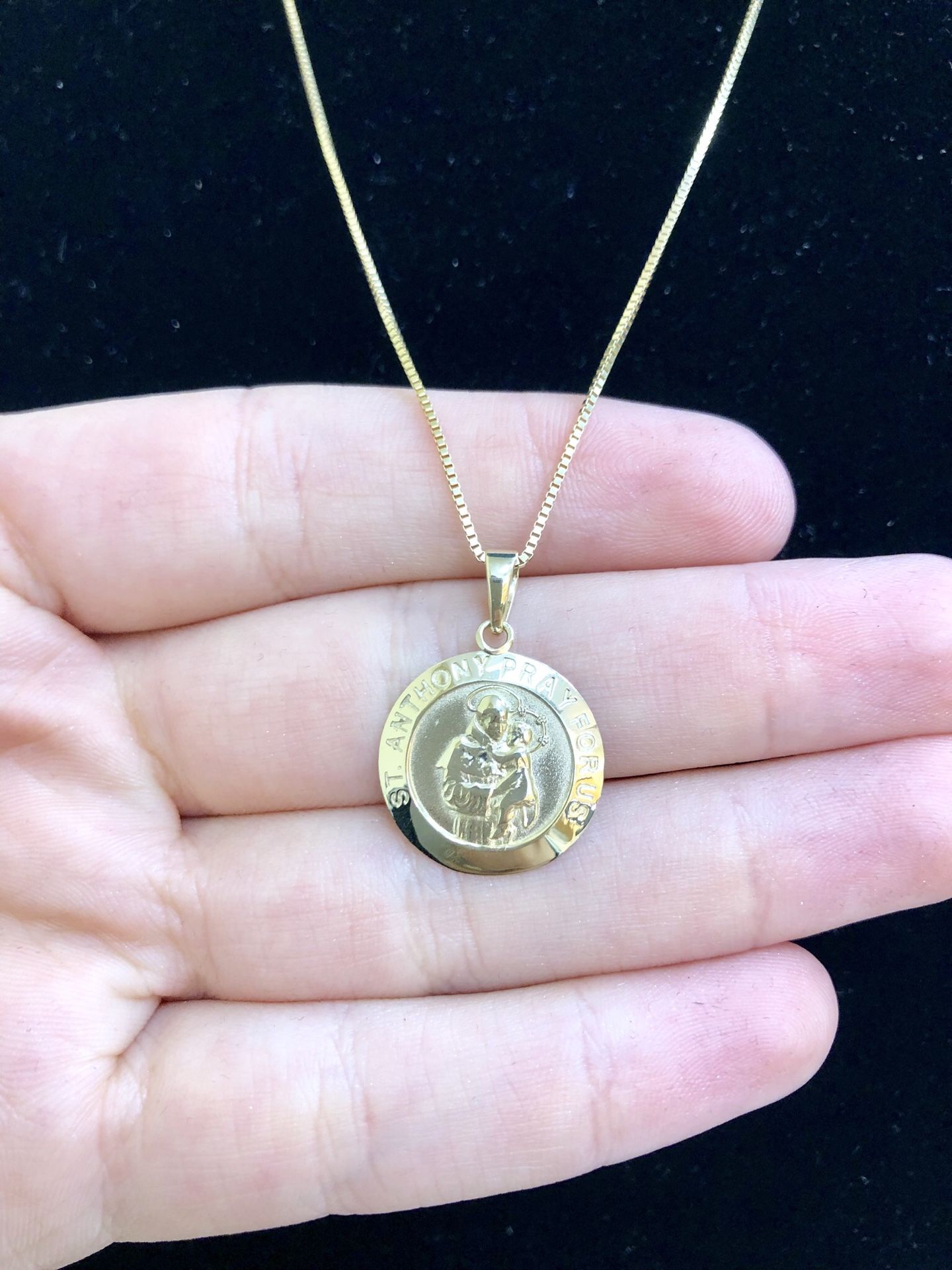 Saint Michael (pray for us ) religious pendant 14K REAL YELLOW GOLD.