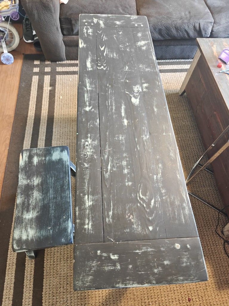 Cool Table Wood Stained Table And Stool