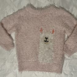 Cat & Jack Pink Fuzzy Llama Sweater Size 18 Months