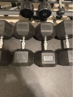95lb Rubber Hex Dumbbells