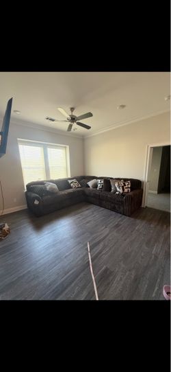 Dark Brown Corduroy Sectional Sofa