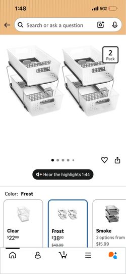 Under counter organizers with slide out bottom, two pack