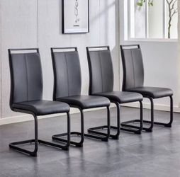 NEW Modern Black PU Leather Seat Dining Chairs Set of 4 for Kitchen, Living, Dining Room
