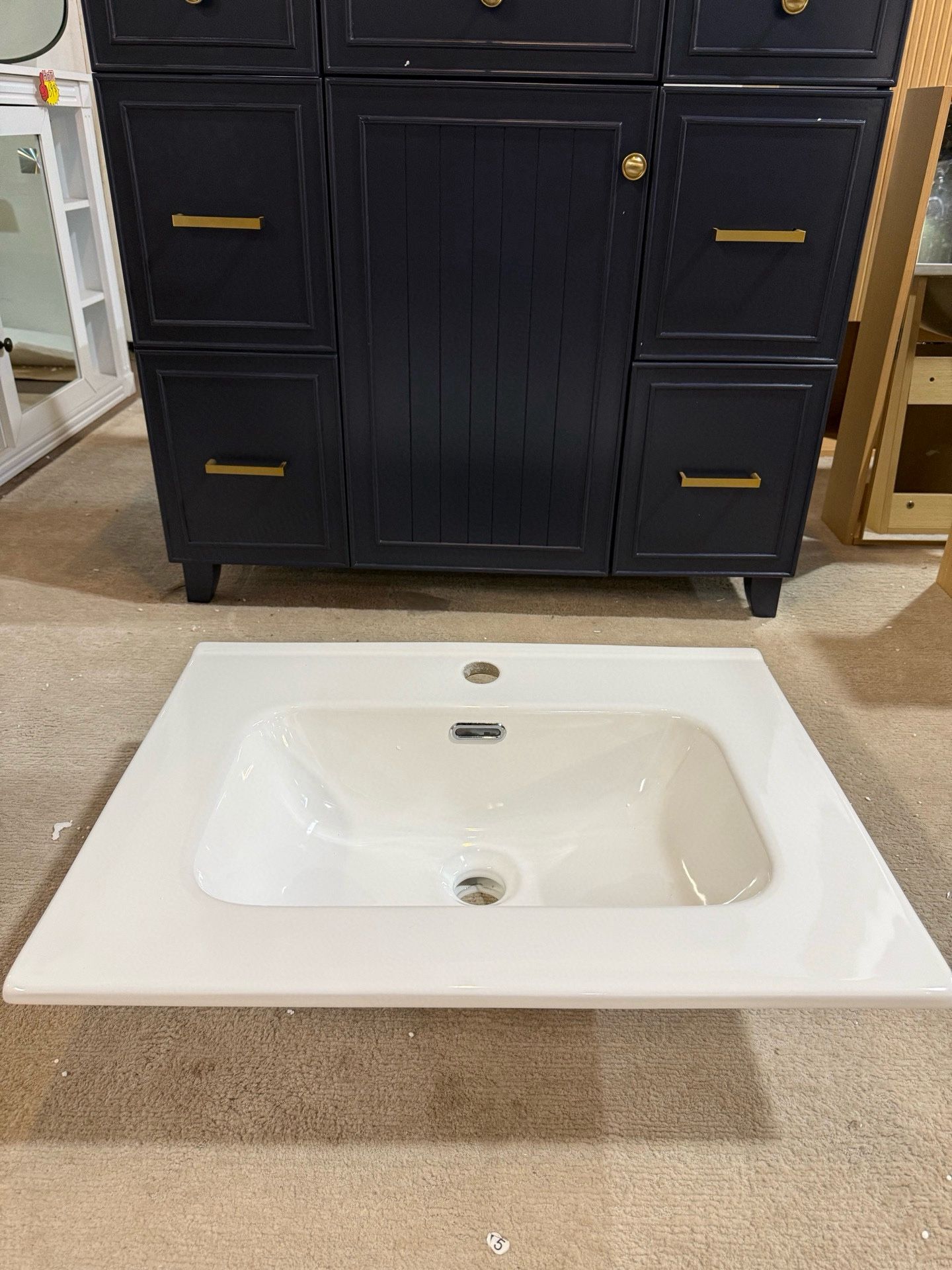 🔥Special Discount (Brand New In Box)🔥Ceramic Integrated Bathroom Sink, 24 x 18.3 inch, Glossy White, Seamless Design(White)💰80$ Decatur Location 22