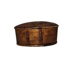 Thai AKHA Hill Tribe Bamboo Rattan Wood Oval Tobacco Box Tribal Art Handicraft