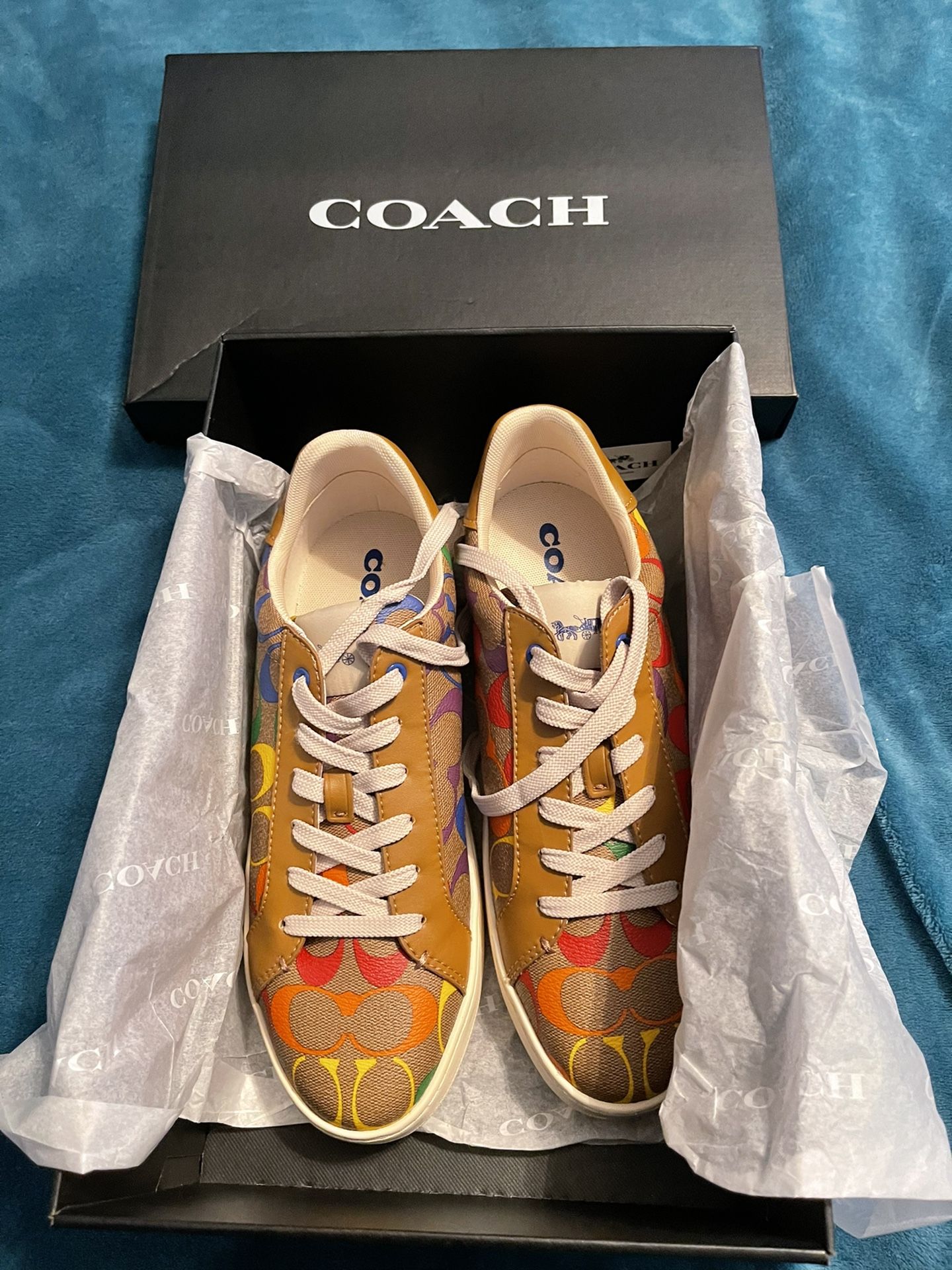 Coach Pride Collection Rainbow Signature Tennis Shoes Size 10 B New