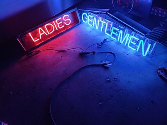 Pair Of Vintage Portillo's Restaurant Neon Signs