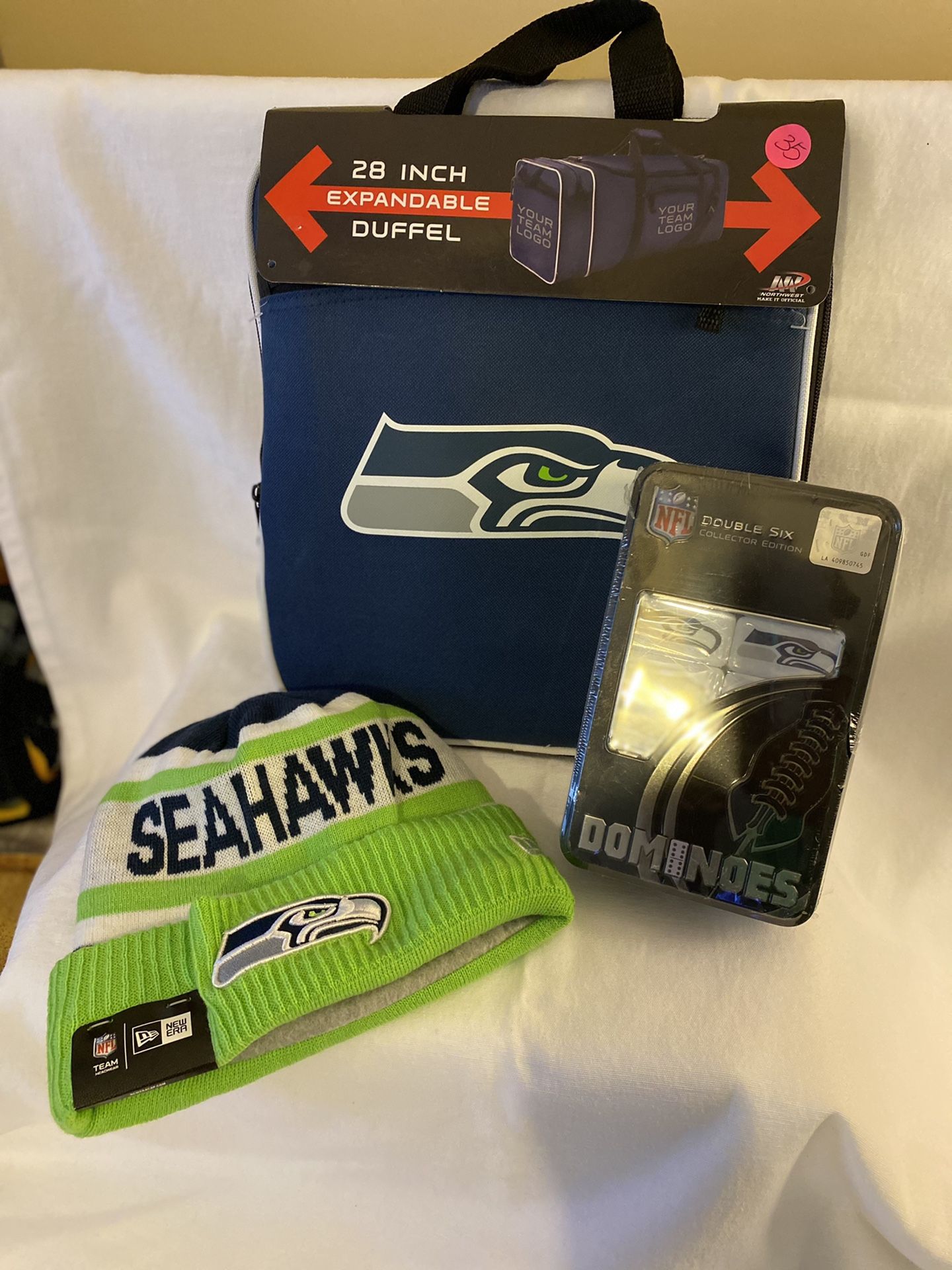 Seattle Seahawks beanie duffle bag double six dominoes