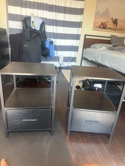 Set of 2 Black Nightstands with Drawer & Shelf - Great Condition