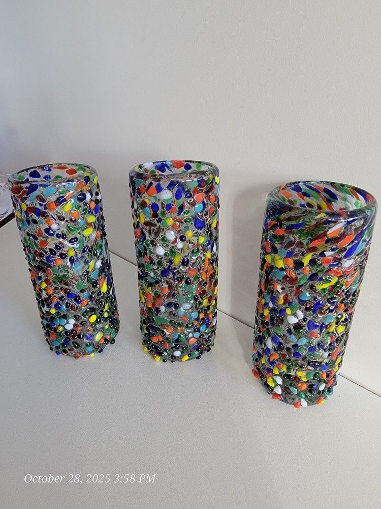 Hand Blown Confetti Tequila Shot G