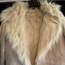 SUEDE LONG COAT (Faux Fur) Size Large