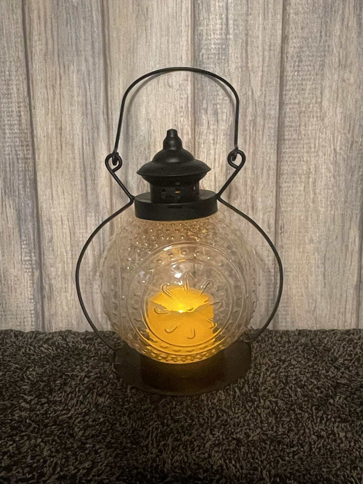 Vintage Molded Glass LED Lantern – 11” x 8.5”, Indoor/Outdoor