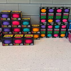 Nee Doh NeeDoh nice cream cone nice berg fuzz ball glow in dark funky pup cool cats Mello Mallo glitter cube nice cube squeeezy