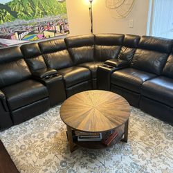 Available Now – Black Leather Reclining Sectional Sofa