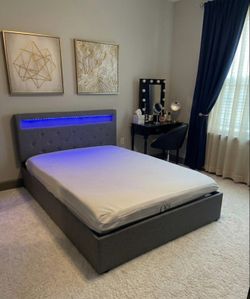 Full Size LED Platform Bed Frame with Mattress