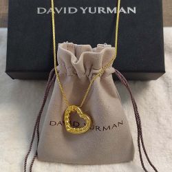 David Yurman Cable Heart Pendant Necklace In 18k Yellow Gold 