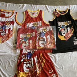 Red XXL Cactus Jack Astroworld Houston Rockets Jersey And Shorts 