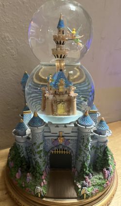 RARE Disney Tinkerbell Castle Music Double Bubble Snow Globe