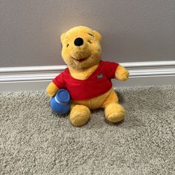 Mattel 1994 Winnie the Pooh Teddy Bear With Honey Pot Stuffed Animal Plush 12"