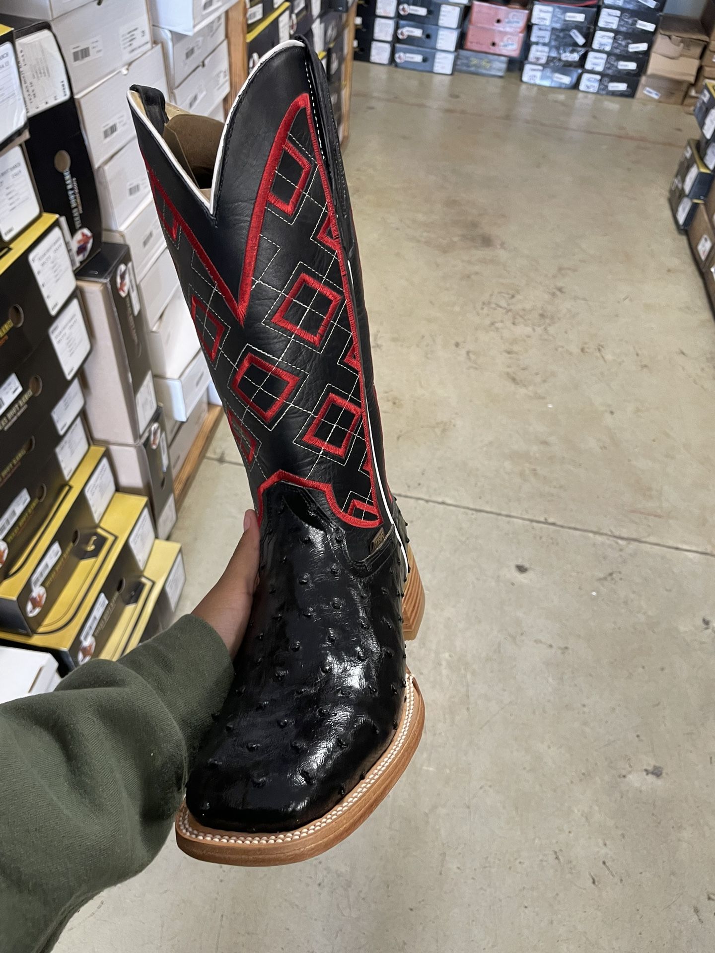 Black Ostrich Boots For Men