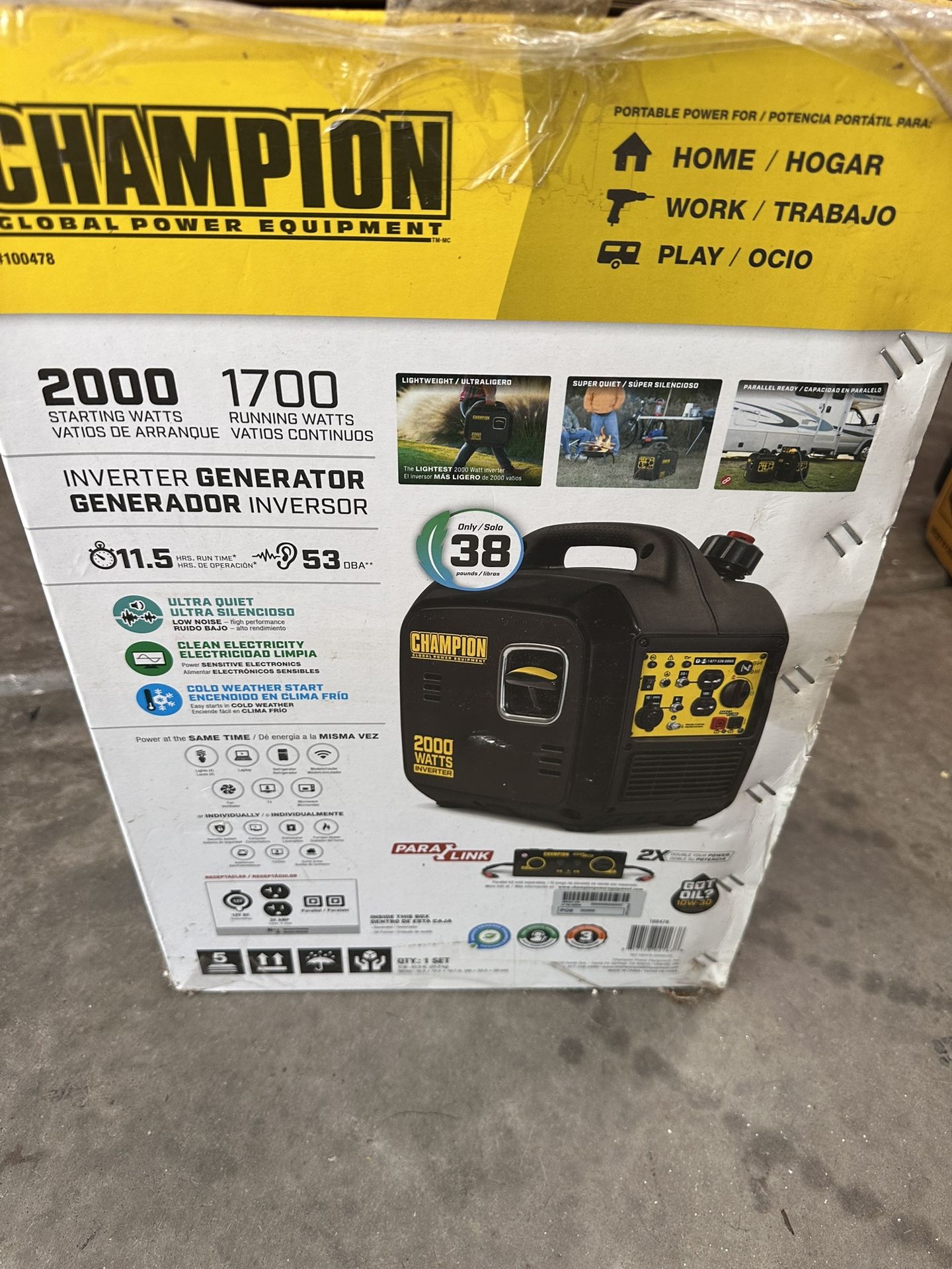 Champion Power Equipment 2000-Watt Single Fuel (Gasoline) Inverter Generator It brand new still seal in the box  This super power tool and heavy duty 