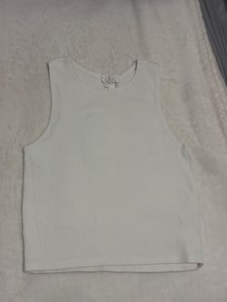 Hersy White Crew Neck Ribbed Tank Top - Size S