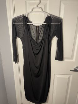 Black Dress with Sheer Sleeves