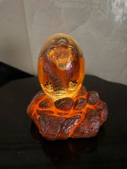 Crystal and stones dragon egg resin statue