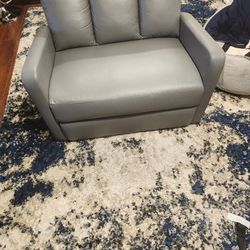 Oversized Grey Faux Leather Recliner 