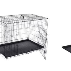 Dog Kennel - 43 In L X 27 In W Dog Crate With Doors With Front And Side Access