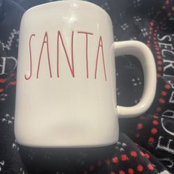 Rae Dunn Large White Ceramic Mug With Santa 