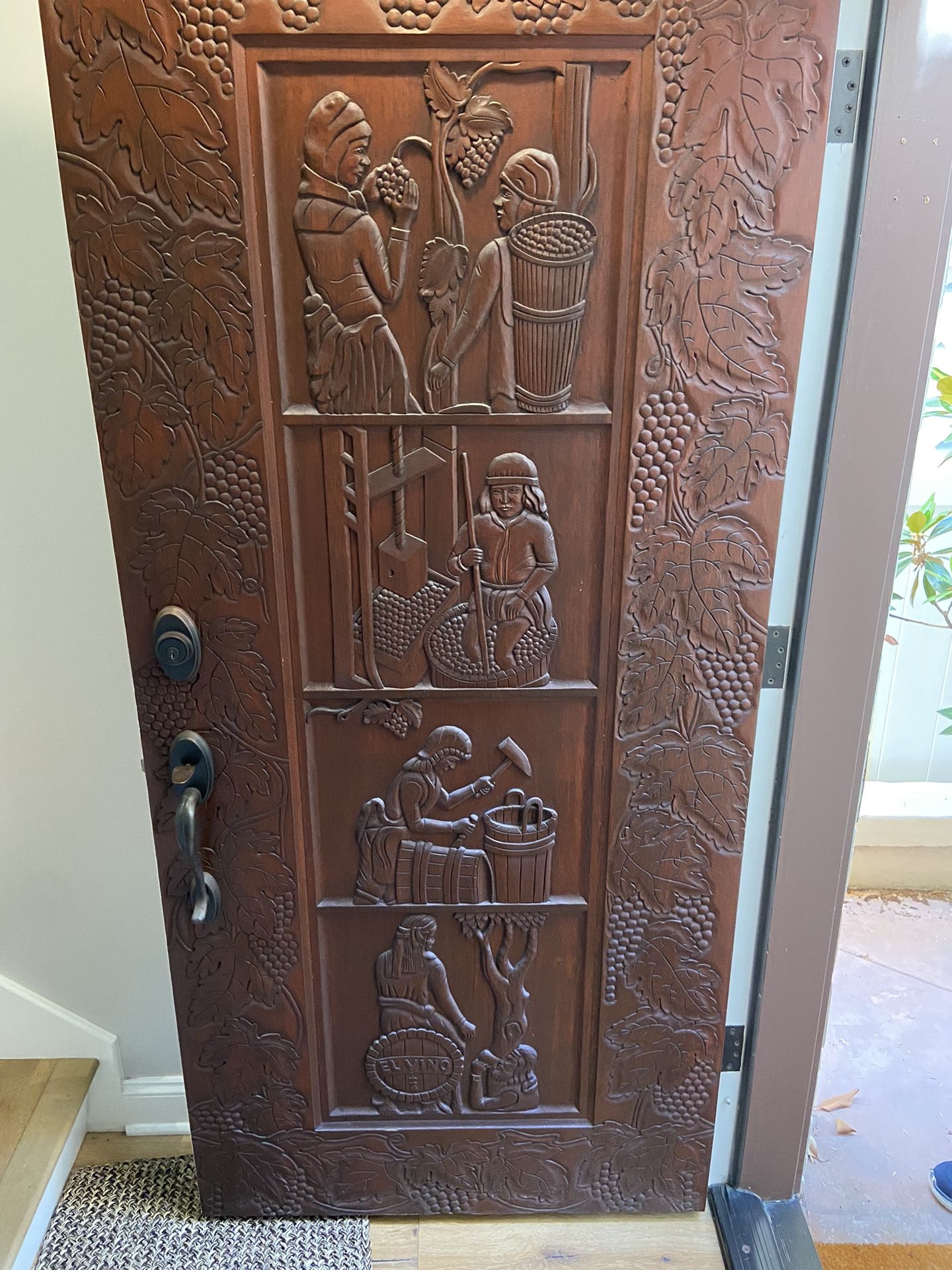 Custom Mahogany Front Door Wine Theme