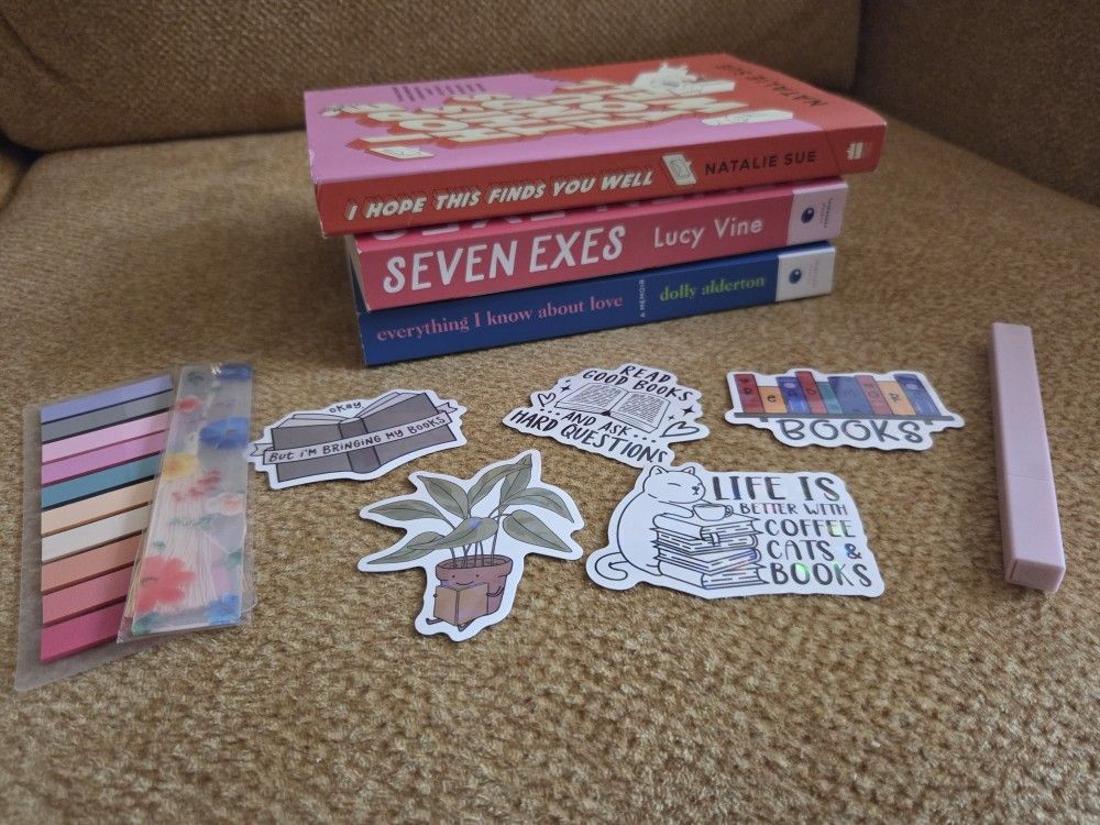 3 Book Lot with stickers, booktabs, bookmark, bookhighlighter