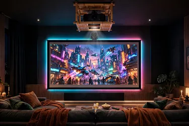 100" Projector Screen Bundle — Pre-Built Screen, Govee Backlights, Bamboo Ceiling Mount