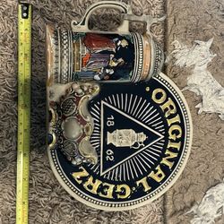 Vintage & Rare Original Gerz German Dealer Porcelain Sign